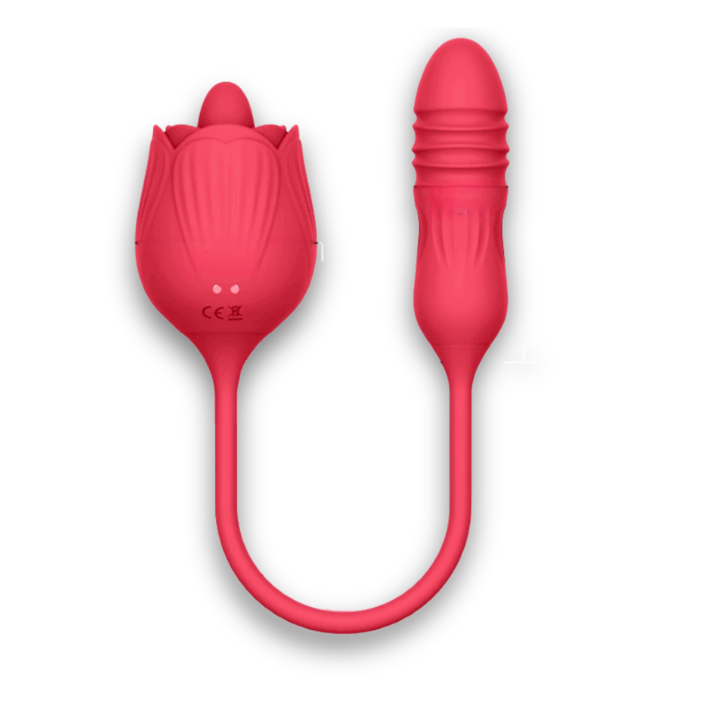 Dream Rose 2 in 1 - Clitoral Stimulator with Thrusting Egg Vibrator