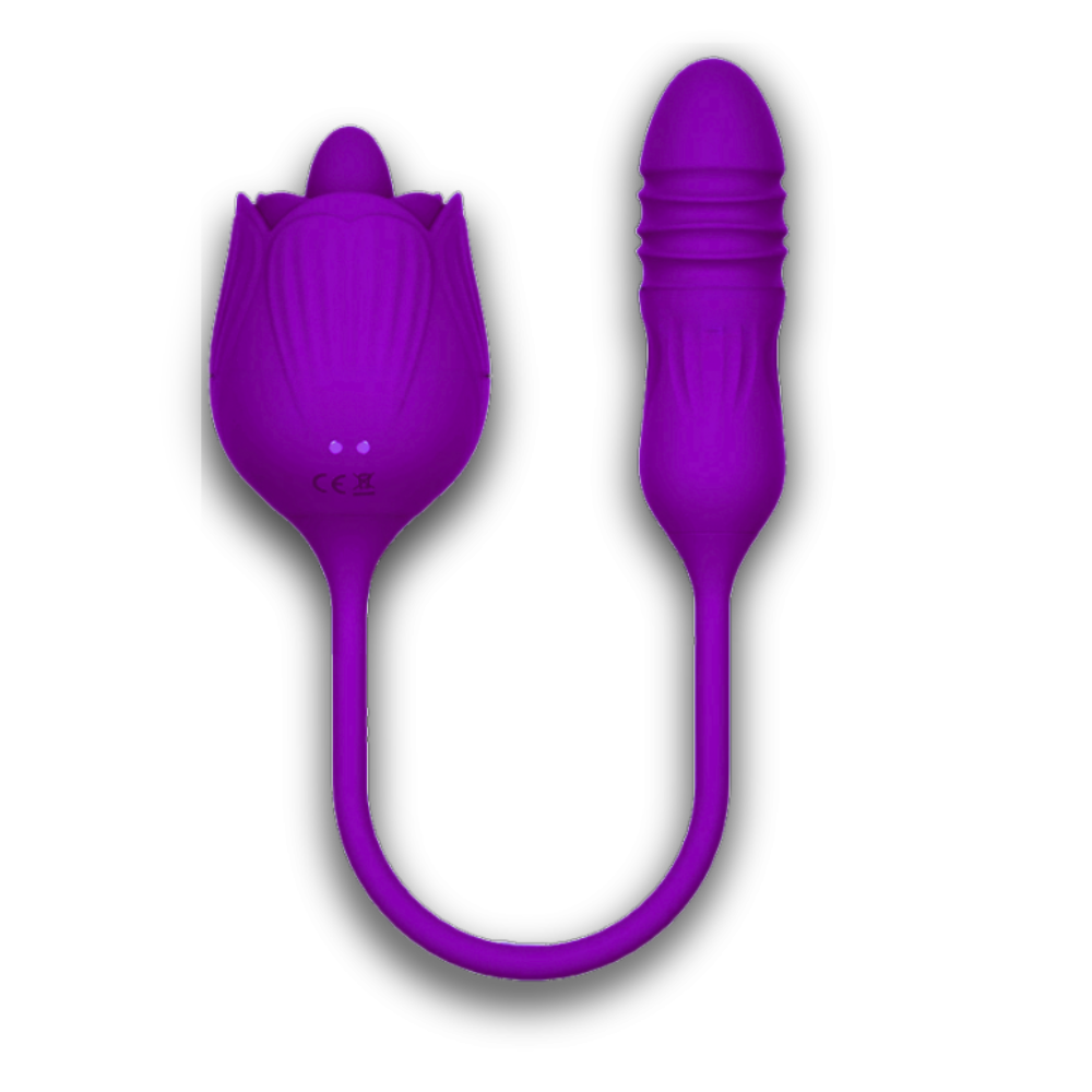 Dream Rose 2 in 1 Clitoral Stimulator With Thrusting Egg Vibrator
