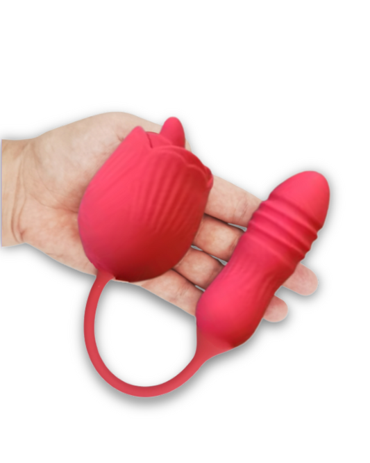 Dream Rose 2 in 1 Clitoral Stimulator With Thrusting Egg Vibrator